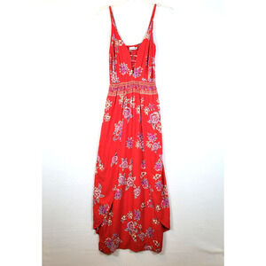 Tiare Hawaii Womens Tropical Sway Floral Tank Maxi Dress One Size Red Beachy